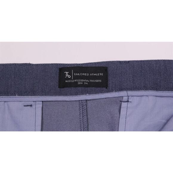 Tailored Athlete Muscle Fit Essential Trousers Chambray Blue Trousers 38x34 - Picture 10 of 11